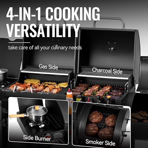 ZH3005Y 2-Burner Gas and Charcoal Grill Combo Black - Image 5