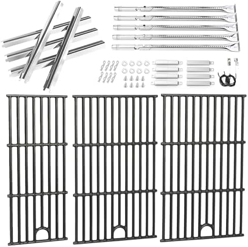 Uniflasy Grill Parts for Charbroil Performance 5 Burner 463448021 463449021 463451022 Cast Iron Grill Grates Stainless Steel Burners, Heat Plates, Igniter & Crossover Tubes by Uniflasy