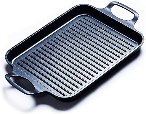 S·KITCHN Nonstick Grill Pan, Induction Stove Top Grill Plate, Glass Grilling Pan for Indoor, Gas Range Grill Panel/Skillet by S%C2%B7KITCHN