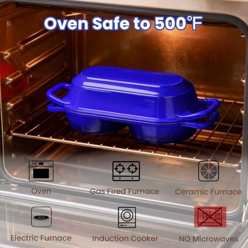 YONILL Mini Double Dutch Oven with Lid for Sourdough Bread Baking (Blue) - Image 6