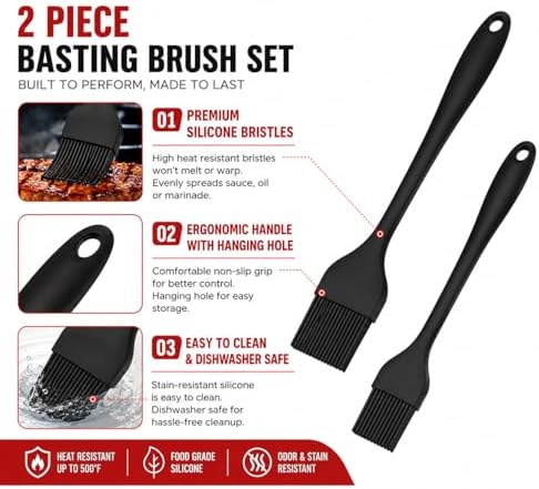BBQ Grill Basket Set with 12 Inch Tongs & 2 Silicone Basting Brushes, Stainless Steel Folding BBQ Basket for Grilling, Portable Barbecue Grill Basket for Fish, Shrimp, Vegetables, Steak - Image 4