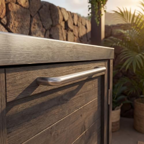 MOUMON Patio Kitchen Storage Cabinet with Stainless Steel Countertop - Image 6