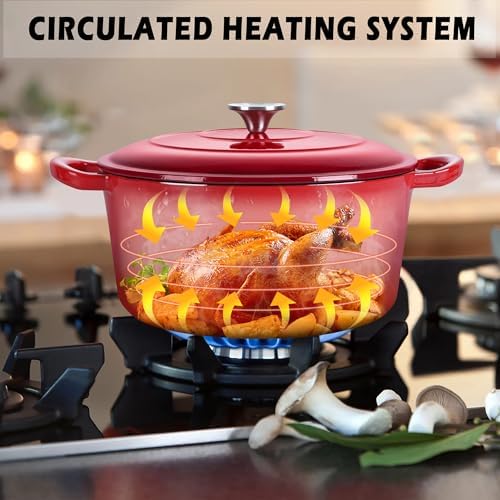 TeamFar 3qt Dutch Oven, Small Enameled Cast Iron Dutch Oven Pot with Lid - Image 6