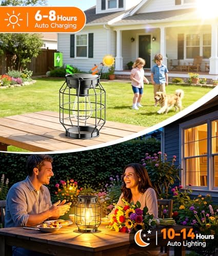 KOOPER Solar Lanterns Outdoor Waterproof, Upgraded Metal Hanging Solar Lights Outdoor Decorative, Brighter Outdoor Hanging Lantern for Yard Patio Pathway Porch Garden Decor, Gift for Women Mom 2 Pack - Image 2