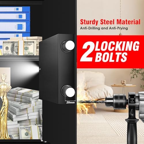 3.4 Cuft Large Safes for Home Use Fire and Water Proof, Anti-Theft Digital Security Safe Box with Electronic Keypad and Key, Fire Proof Safe for Home Documents Firearm Medicine Money Valuables - Image 6