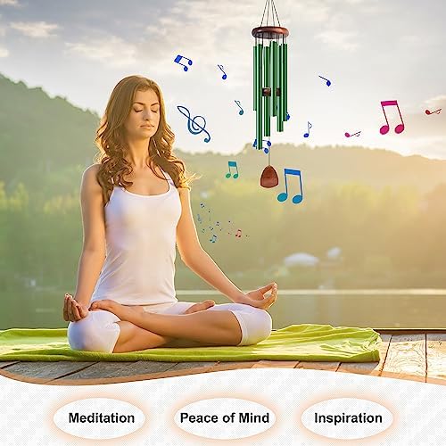 Bursvik 37" Aluminum Wind Chimes for Outside (Green), Patio Zen Decor Gift - Image 6