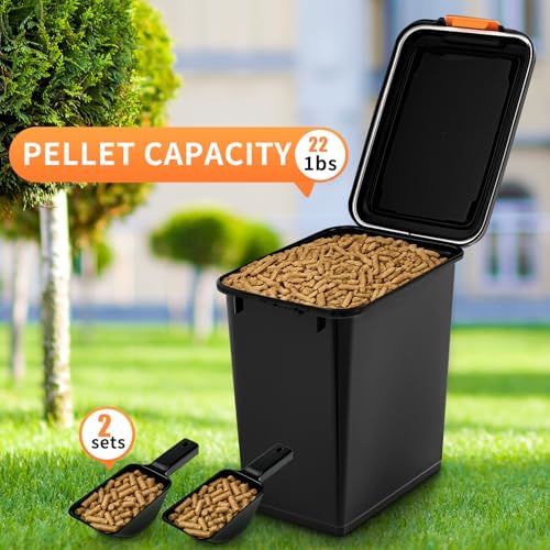 Maxdot 2 Sets 22lb Dry Pellet Storage Bin Pack with Scoops and Labels Grill Accessories Wood Pellet Storage Containers with Flavor Stickers Airtight for Grill Pellets - Image 3