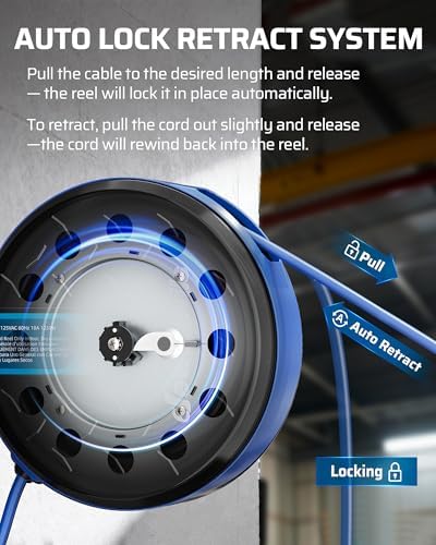 DEWENWILS Ceiling/Wall Mount Retractable Extension Cord Reel with 30FT Cord - Image 5
