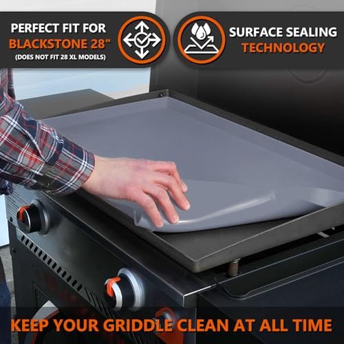 28" Silicone Griddle Mat for Blackstone 28 Inch Grill, Heavy Duty Food Grade Silicone Griddle Cover, Protect Your Grill from Dirt & Rust All Year Round (Gray) - Image 2