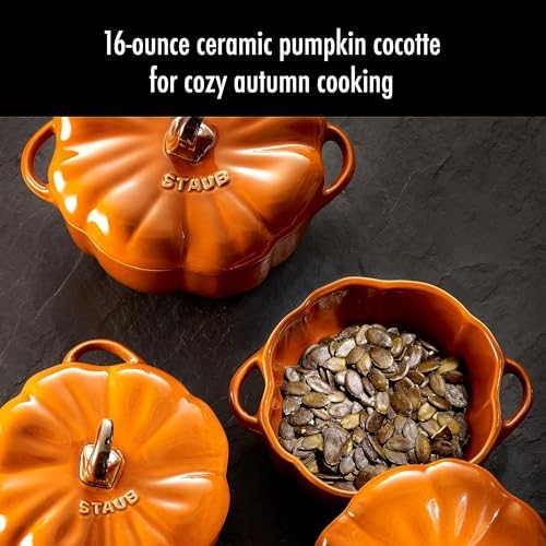 Staub Ceramic 16-oz Petite Pumpkin Cocotte - Burnt Orange - Image 2