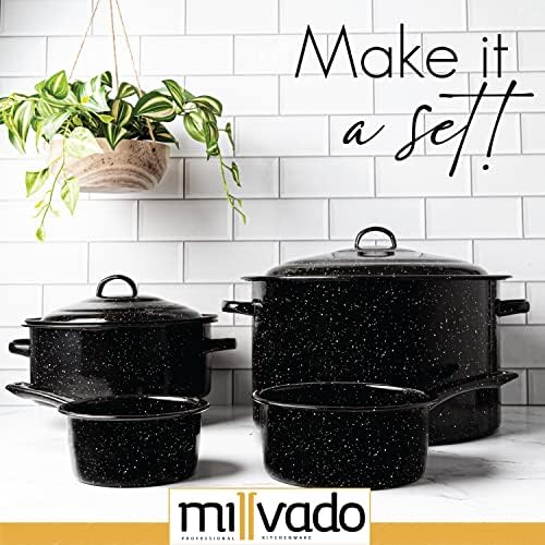 Millvado Granite 1 Quart Saucepan, Naturally Nonstick Sauce Pots, Speckled Enamel Cookware, Small Sauce Pan for Cooking and Boiling, Granite Cooking Pot for Stovetop, Campfire, Outdoor Stove - Image 4