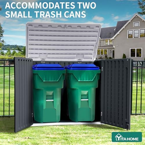 YITAHOME Outdoor Resin Storage Sheds, 39 in Height Lockable Waterproof Horizontal Shed w/o Shelf, Easy to Assemble Shed Storage for Garden Tools, Dark Gray - Image 2