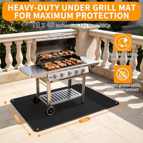 Easywave Under Grill Mat Heat Resistant, BBQ Fireproof Protector, Fireplace Floor Pad for Outdoor Grilling & Indoor Patio Waterproof Camping Mats Easy to Clean 70 x 48 Inch - Image 6