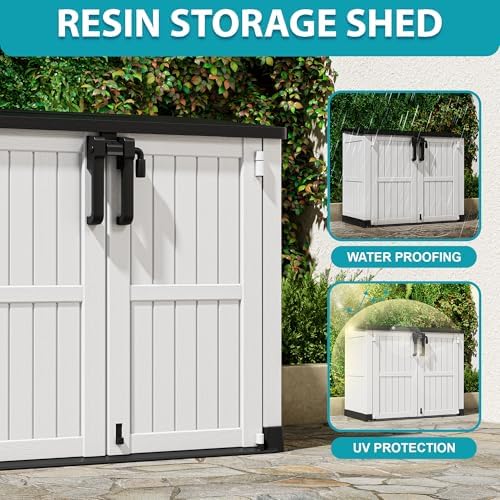 Horizontal Resin Storage Shed 36 Cu Ft with Lockable Doors, Portable Outdoor Storage Cabinet -Waterproof Outdoor Storage Box for Backyards, Easy to Assemble - Image 2