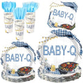 Havawish 120 Pcs Blue Plaid Party Tableware Bow Cherry Plates by Havawish