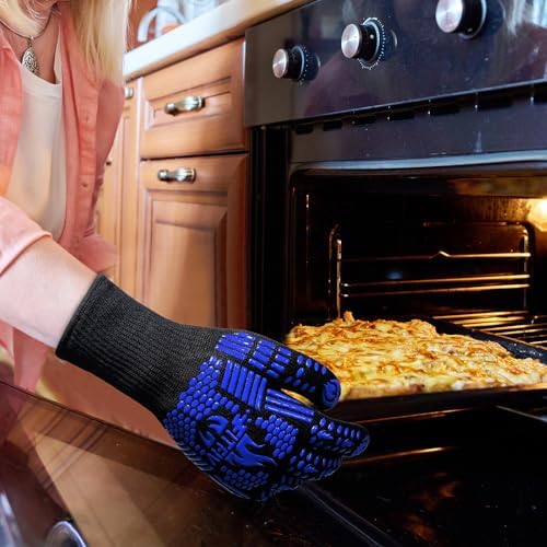 BBQ Gloves, 1472°F Heat Resistant with Silicone Grip Oven Mitts - Image 2