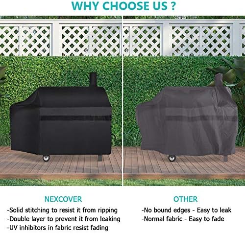 NEXCOVER Offset Smoker Cover - 60 Inch Waterproof Charcoal Grill Cover, Outdoor Heavy Duty BBQ Cover, Rip Resistant Smokestack Barbecue Cover for Brinkmann Char-Broil Weber Nexgrill, Black. - Image 5