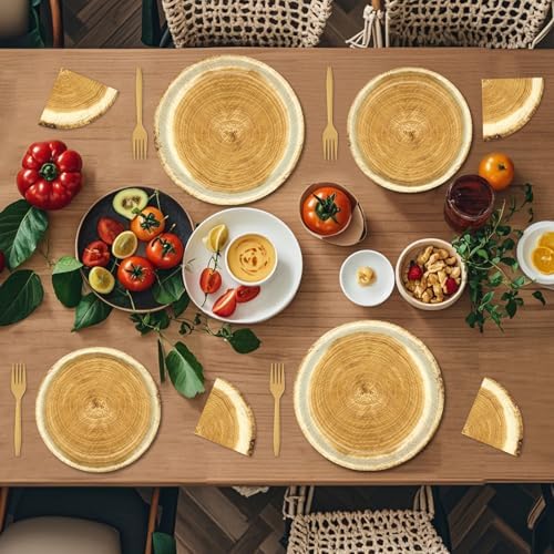96 Pieces Rustic Wood Grain Tableware Set – Disposable Plates, Napkins, and Forks for Woodland Parties, Rustic Weddings, Camping, BBQs, and Baby Showers – Serves 24 Guests - Image 4
