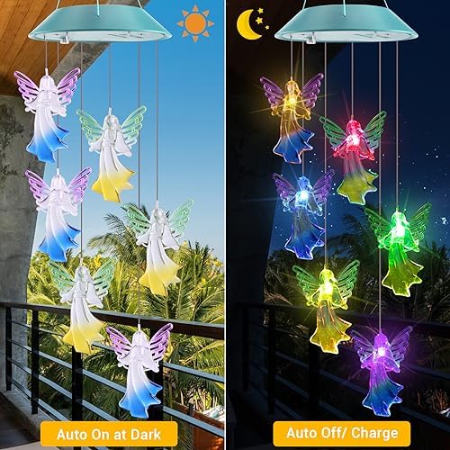 Toodour Solar Wind Chimes, Color Changing Angel Wind Chimes - Image 2