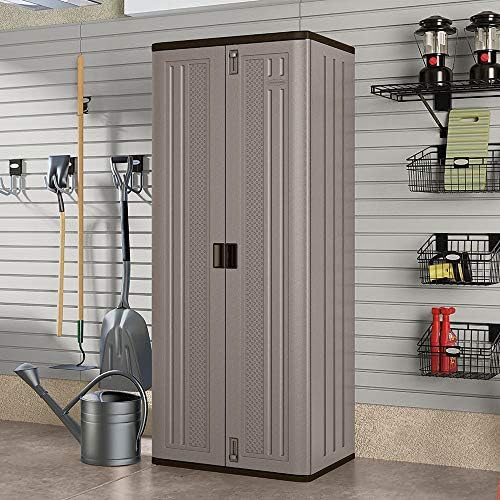 Suncast Tall Storage Cabinet Building with Shelves and Doors, Platinum (2 Pack) - Image 2