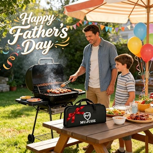 MUJUZE Grilling Accessories,BBQ Grill Sets for Outdoor,Grill Tool Set,Grill Kit for Camping,Backyard,BBQ Accessories with Apron,BBQ Gifts for Men,Grilling Gifts for Men - Image 2