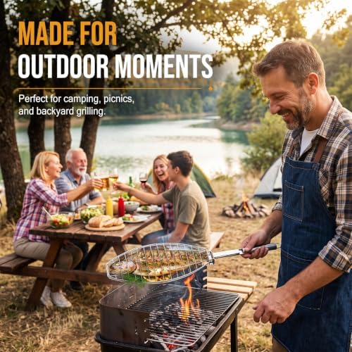2 Packs Fish Grill Basket - Premium Stainless Steel Large Fish Basket for Grilling - Perfect for Cooking Whole Fish - Image 6