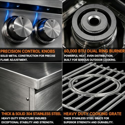 60,000 BTU Built-in Natural Gas Power Burner for Outdoor Kitchen - Image 7