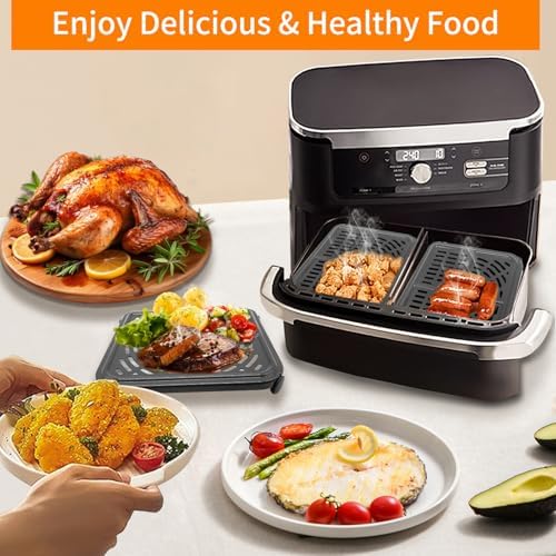 GWY Air Fryer Tray for Ninja Foodi 11 Quart 7-in-1 MegaZone XL FlexBasket Air Fryer, 2 Packs Replacement Air Fryer Crisper Plate Grill Pan Grill Plate Accessories with Rubber Bumpers, Dishwasher Safe - Image 6