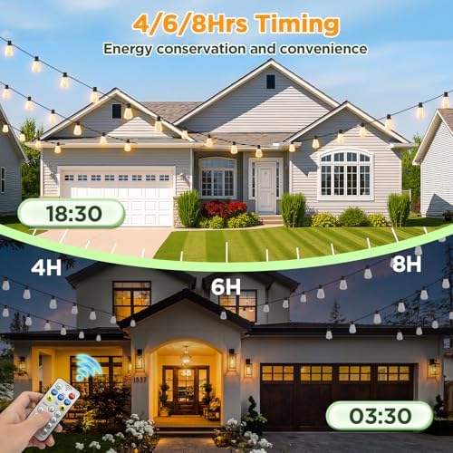 Solar String Lights Outdoor Waterproof with Remote & Timer, LED Shatterproof ST38 Bulbs, USB & Solar Powered Patio Lights for Backyard, Porch, Garden, Wedding, Christmas Decor (25FT) - Image 3