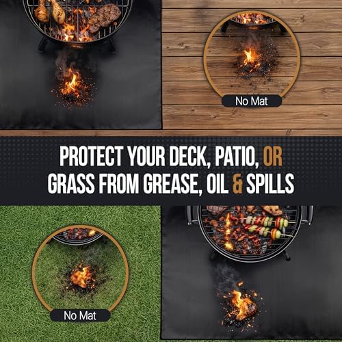 Home-Complete Outdoor Grill Mat for Deck, Grass, Fire Pit or Indoor Hearth - 30x48 Inch Large Oil and Heat Resistant Mat - Hearth Rugs for Fireplaces Fire Resistant Protector - BBQ Accessories - Image 2