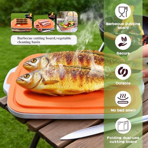 Collapsible BBQ Prep Tub with Lid & Cutting Board, 8L Meat Marinating Basin - Image 2