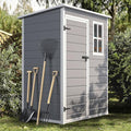 DWVO 5x3 FT Outdoor Storage Shed with Floor, All-Weather Resin Storage Shed with Window & Lockable Door, Waterproof Plastic Tool Storage for Garden Patio, Gray by DWVO