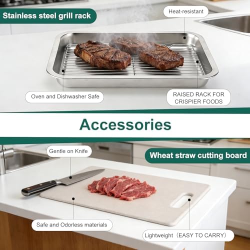 Grill Prep and Carry System, Large Stainless Steel Food Prep Tray with Lid - Image 4