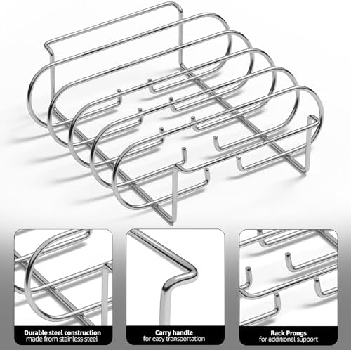 Sorbus Rib Rack for Smoking, Grill Roasting Stand (11", Stainless Steel) - Image 3