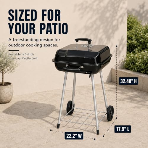2-Pack 17.5-Inch Charcoal Kettle Grills with Wheels, 302 Sq In Grate - Image 2