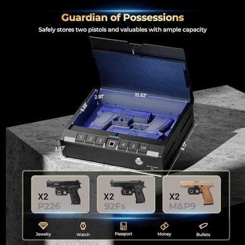 ONNAIS Iron PRO Biometric Fingerprint Gun Safe for Handgun with Keypad Lock - Image 5