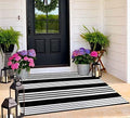 Black and White Outdoor Rug 3'x 5',Striped Farmhouse Front Porch Mat by BUAGETUP