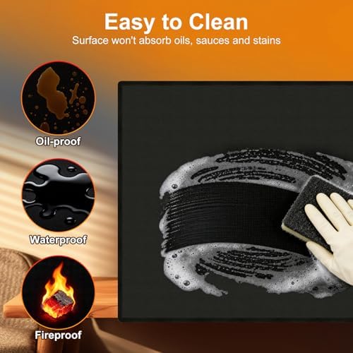 LETITIN 48x30 Under Grill Protector for Blackstone Ninja Tabletop Griddle, Double‑Sided Fireproof Oil Waterproof for Deck Patio Grass, Small BBQ Fire Pit Outdoor Grilling - Image 4
