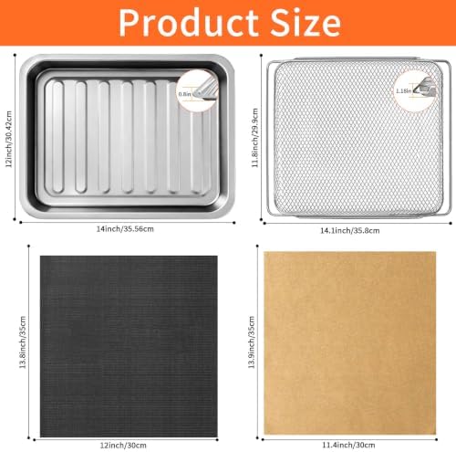 GWY Air Fryer Accessories for Emeril Lagasse French Door 360 Extra Large Dual Zone 25 QT Oven, Baking Set with Air Fryer Basket Baking Pan Tray Disposable Parchment Paper Reusable Baking Mat Cookware - Image 2