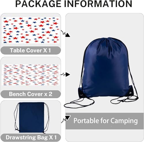 CAPSCEOLL Fitted Picnic Table Cover with Bench Covers 5ft - Stars - Image 6