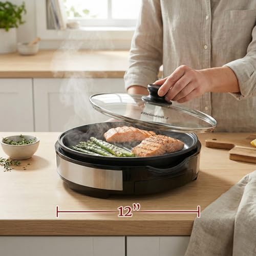 Elite Gourmet EMG6505G Indoor Electric BBQ Grill, Non-Stick, 12" - Image 2