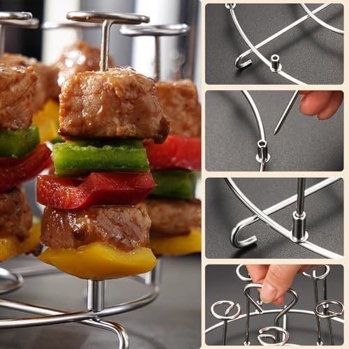 304 Stainless Steel Air Fryer Skewer Stand Dishwasher Safe Vertical Skewer Air Fryer Accessories for BBQ Grill Kabobs Chicken Meat Seafood (12 Long Skewers) - Image 3