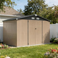 Aoxun 10 x 8FT Outdoor Storage Shed with Double Hinged Door, Brown by Aoxun