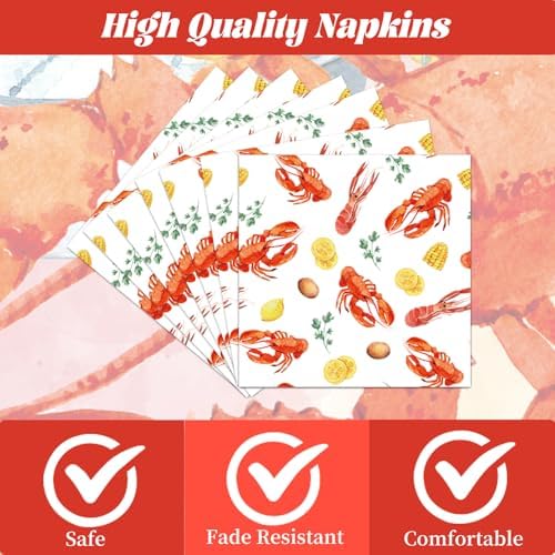 Gameza Crawfish Boil Party Decorations, 96PCS Crawfish Paper Plates Napkins Table Birthday Decoration, Crayfish Crab Seafood Shrimp Theme Forks Decor Supplies for Summer Serve 24 - Image 3