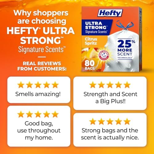 Hefty Ultra Strong Signature Scents 13G Trash Bags, Citrus Spritz, 80ct - Image 6