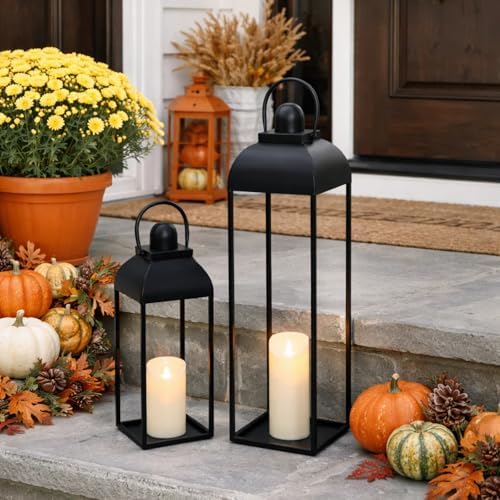 25'' 19'' Lanterns Decorative Outdoor Indoor, Black Metal Outdoor Lanterns - Image 6