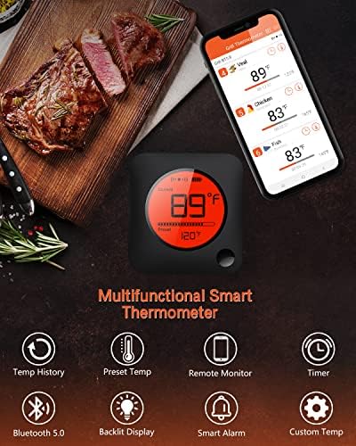 BFOUR Meat Thermometer Wireless Bluetooth, LCD Digital Meat Thermometer with Dual Probe, Wireless Remote BBQ Thermometer for Smoker Kitchen Cooking Grill Thermometer for Grilling BBQ Oven - Image 3