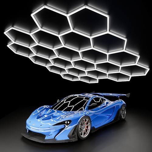 MODERN 22-Grid Hexagon LED Garage Lights, 89640 Lumens 6500K, Octagon Honeycomb Design for Garage, Workshop, Gym & Warehouse (83-Pack, White) by MODERN