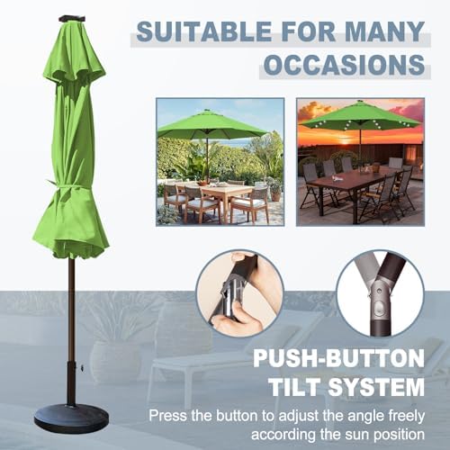 EliteShade USA 10-Year-Non-Fading 10ft Market Patio Umbrella, Commercial Grade Table Sun Umbrella with 80 Solar LED Lights, Crank Open, Windproof & UPF 50+ UV Protection for Garden, Deck, Pool, Backyard, Macaw Green - Image 5
