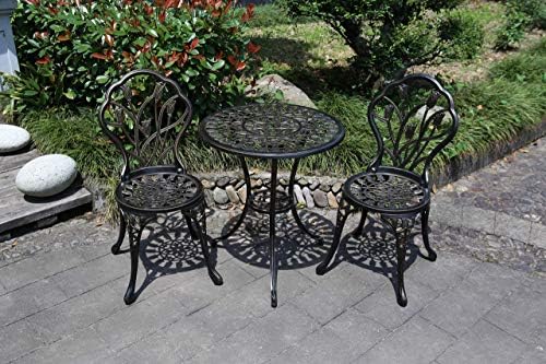 C/G 3 Piece Bistro Set,Outdoor Patio Set,Anti-Rust Cast Aluminum Bistro Table Set for Park Yard Front Porch Furniture(Antique Copper) - Image 5